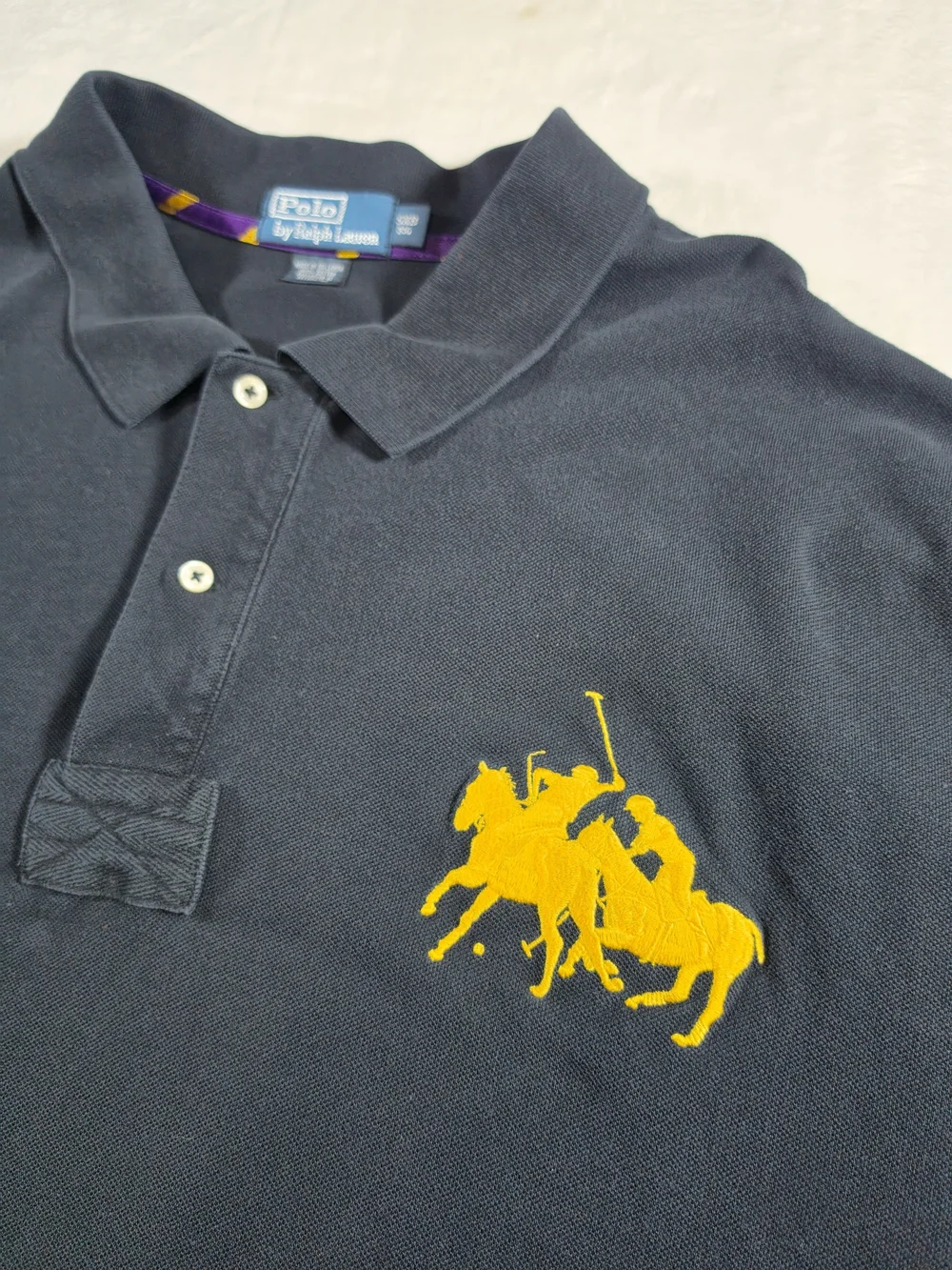 Polo Ralph Lauren Big Pony #3 Polo Shirt Men’s 5XB Black Yellow Rugby